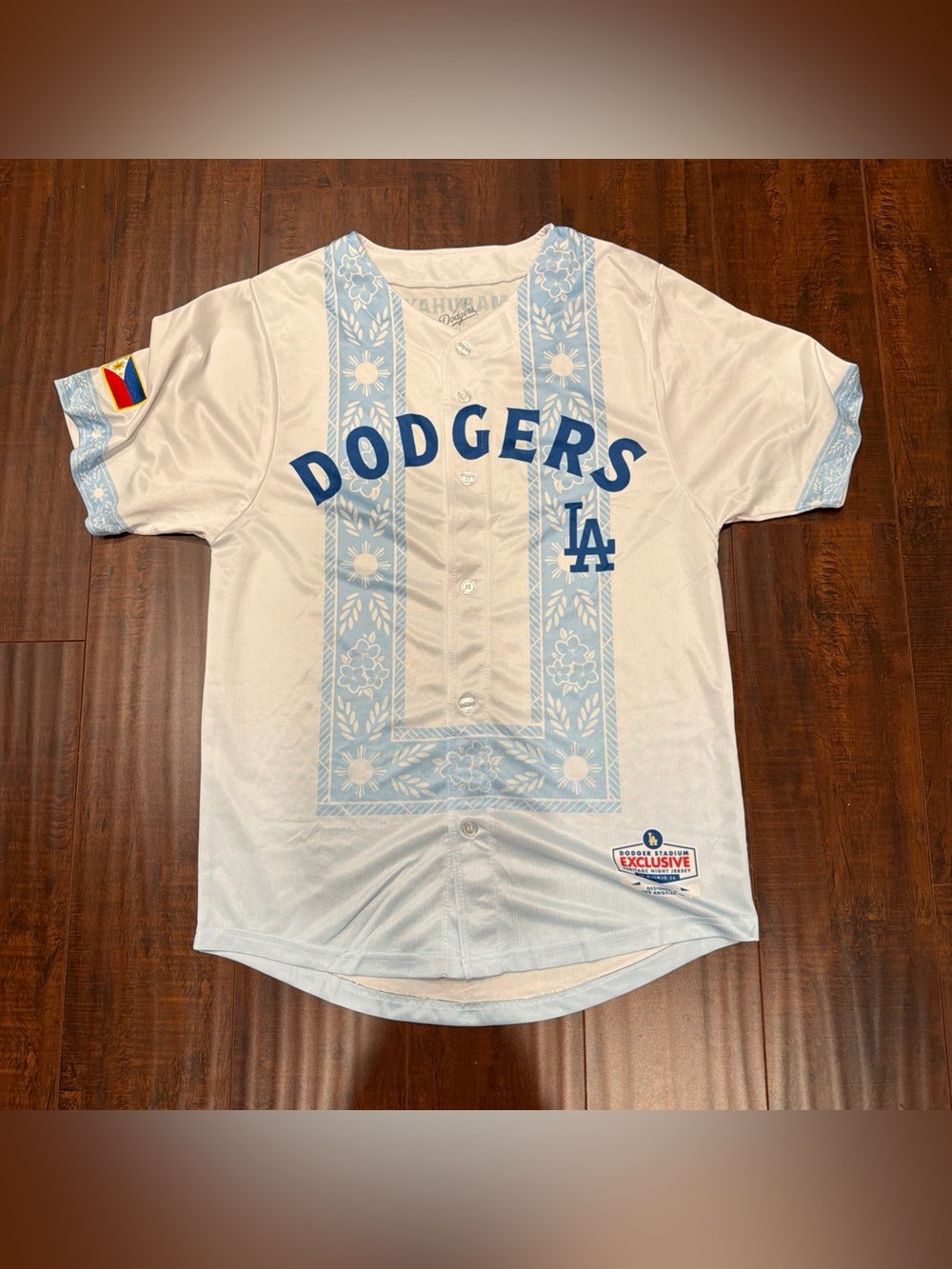 2026 LA Dodgers Filipino Heritage Night Barong Jersey White Blue Adult Medium